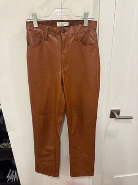 Abercrombie & Fitch Brown Faux Leather High-Rise Pants